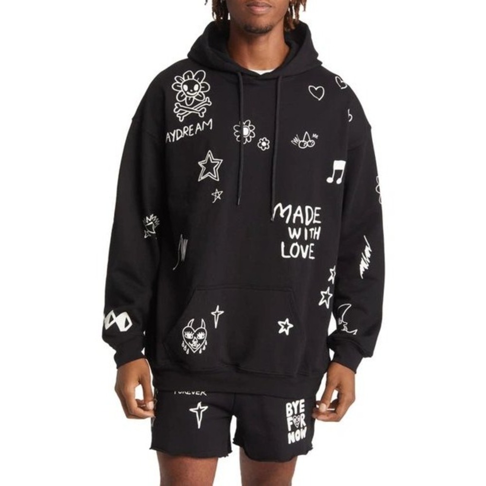 025 The Mayfair Group x I Scream Colour Doodle Hoodie (One Size, Black, EUC)